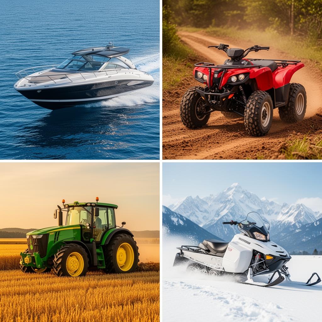 Powersports mosaic: marine, ATV, agriculture, snowmobile